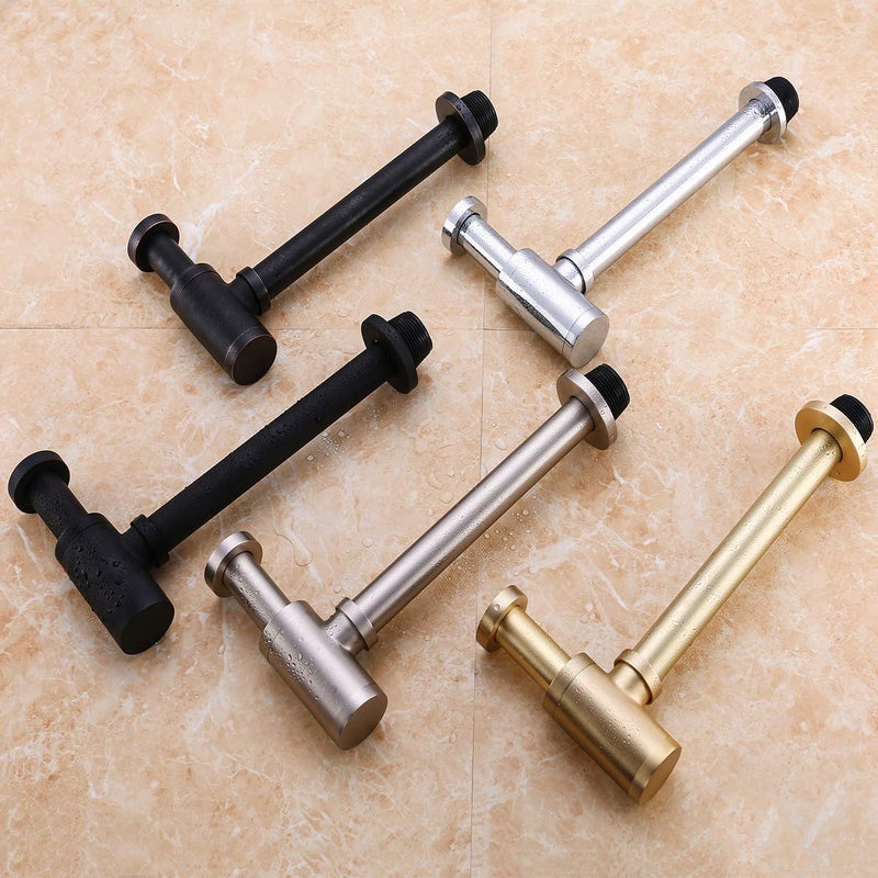 RANDOM Brass Contemporary Round Bottle P Trap 1 1/4,Basin Sink Waste Drain P Trap Kit (Matte Black) - Image 5